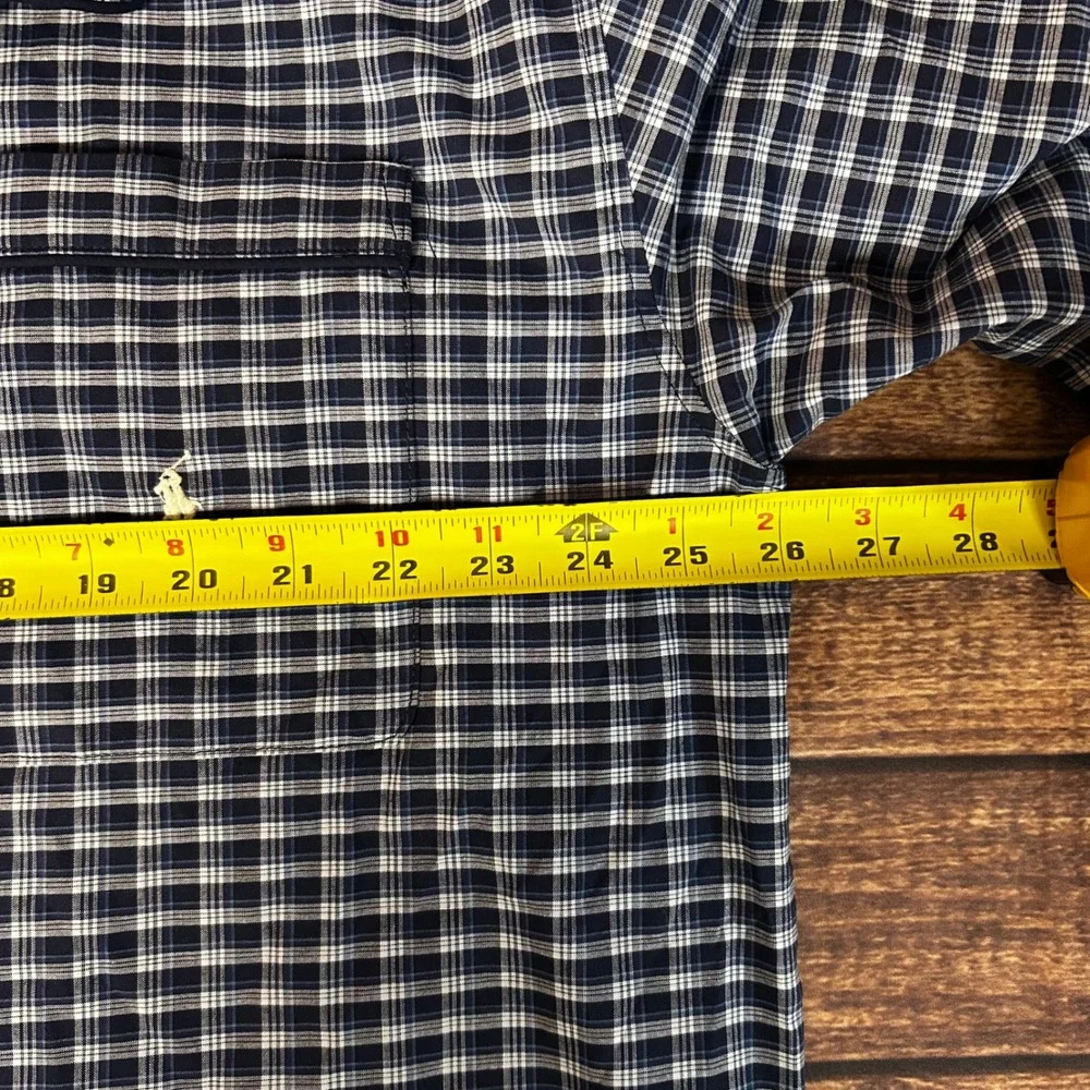 Polo Ralph Lauren Mens XL Pajama Shirt Navy Blue White Plaid Cotton Stretch NWT